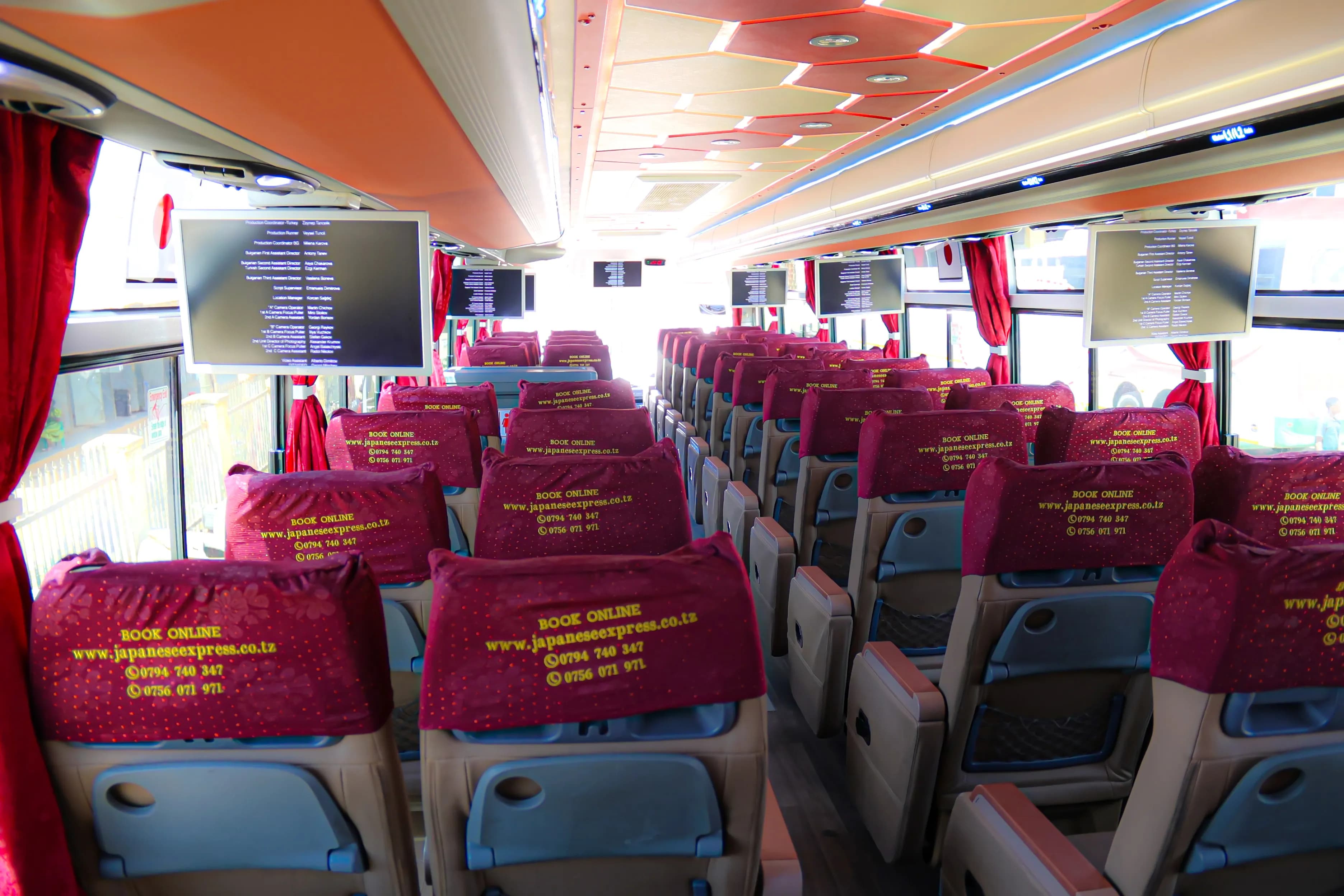 Japanese Express premium bus interior with luxurious amenities